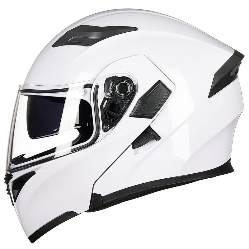 ILM Motorcycle Dual Visor Flip up Modular Full Face Helmet DOT 6 Colors Model 902 (XL, White) - Image 5